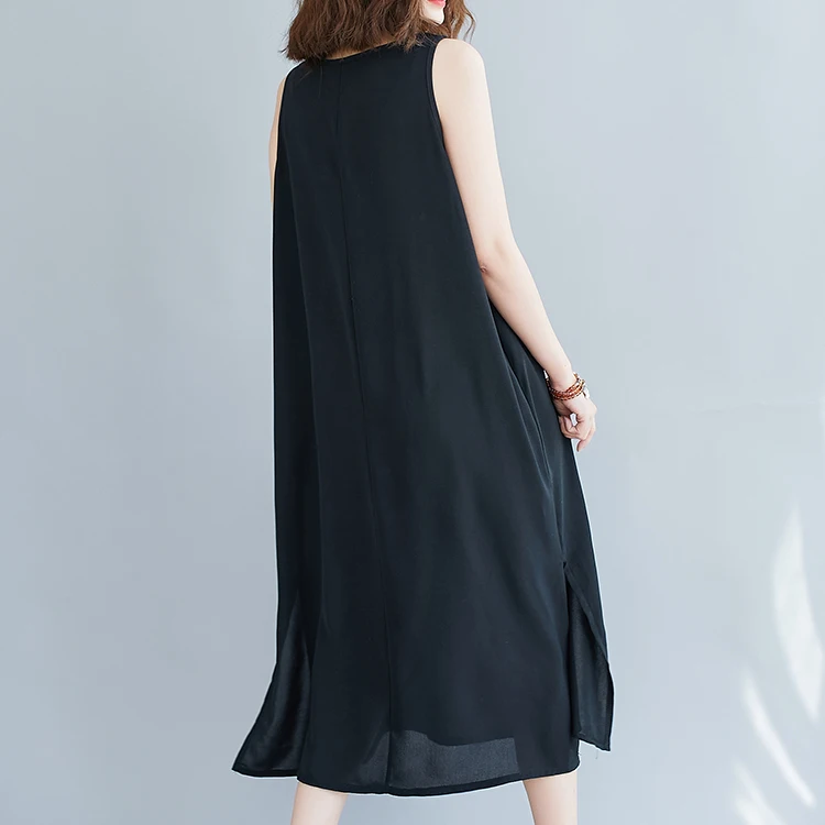 

Жилет размера плюс Dr, женская верхняя одежда длиной миди, внутренняя юбка в тон, свободная шифоновая основа Dr, летняя мода