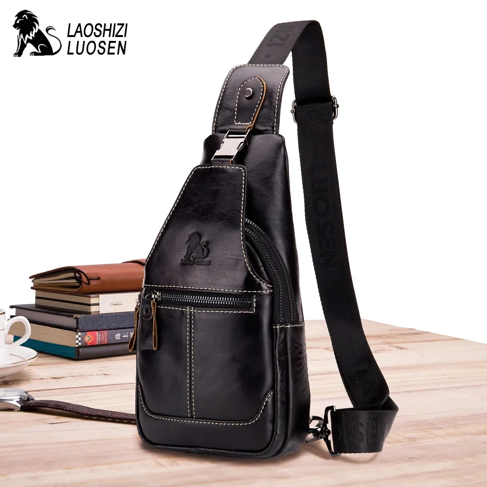 2023 New Men\'s genuine leather Chest Bag Large Capacity Casual Men\'s Messenger Bag Classic crossbody bags for men