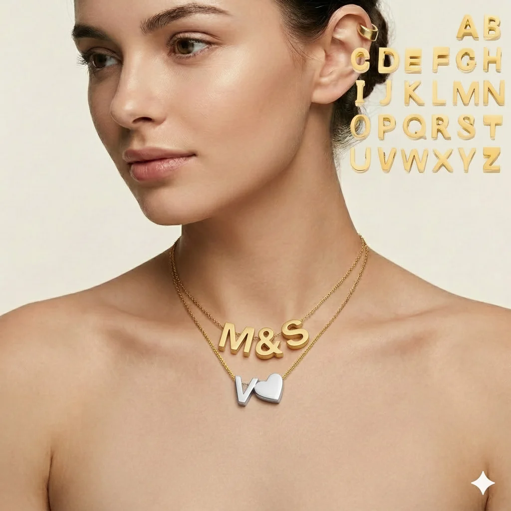 St-Delan Stainless Steel Initial Heart Charm for Jewelry Gold Plated Letter Name Pendant for Women Wholesale Alphabet A-Z Gift