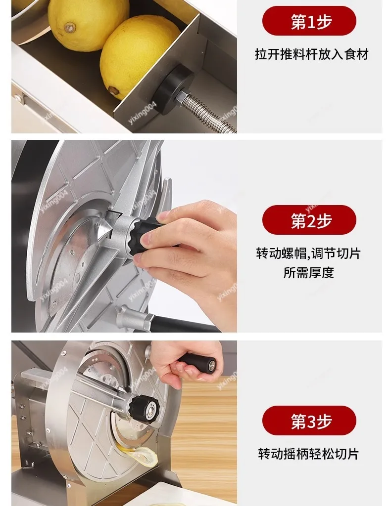 Hand Crank Stainless Steel Slicer Commercial Cutter For Potato Lotus Root Fruit Vegetable Processing