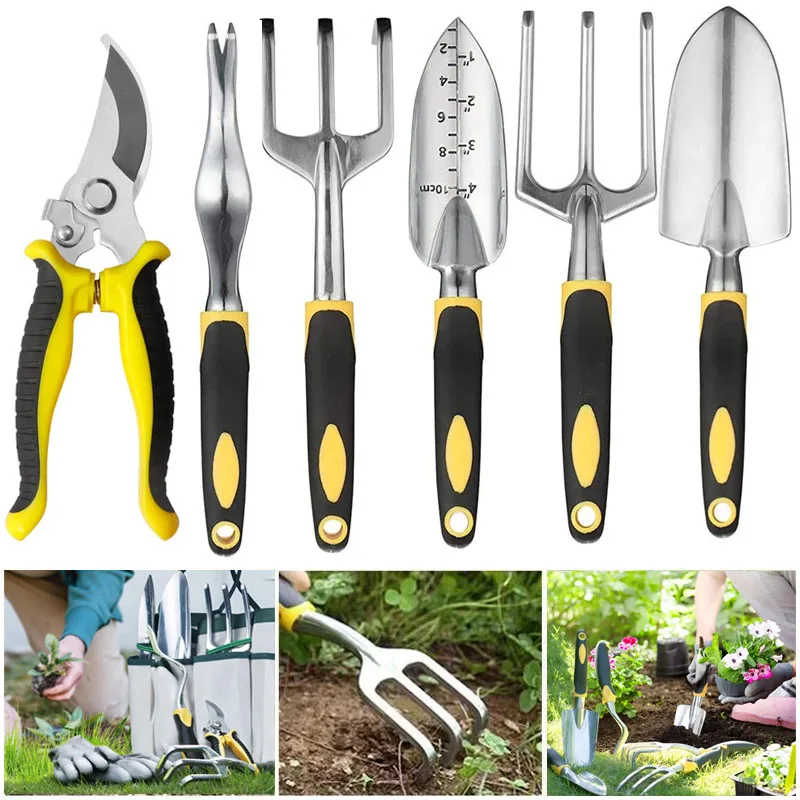 Gardening Pruning Shears Tools Set Rake Shovel Household Plant Tools Multifunctional Gardening for Loosening Soil and Transplant