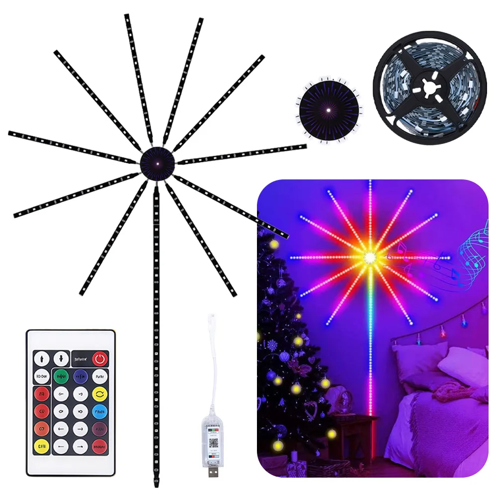 الألعاب النارية الذكية LED قطاع أضواء RGBIC بلوتوث التحكم عن بعد ضوء النيون ضوء الغلاف الجوي للمهرجانات أو الحفلات