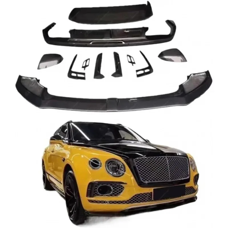 Suitable forBentley Bentayga Carbon Fiber Body Kit Compatible with V8 Upgrade W12 Style - Full Set Rear Diffuser Front Lip Spoi