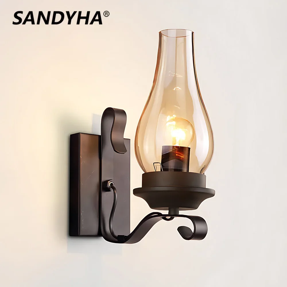 

E27 Wall Light Iron Home Decor Loft Corridor Lamp Indoor Lighting Retro Bedroom Bar Aisle Night Led Sconce Vintage Industrial