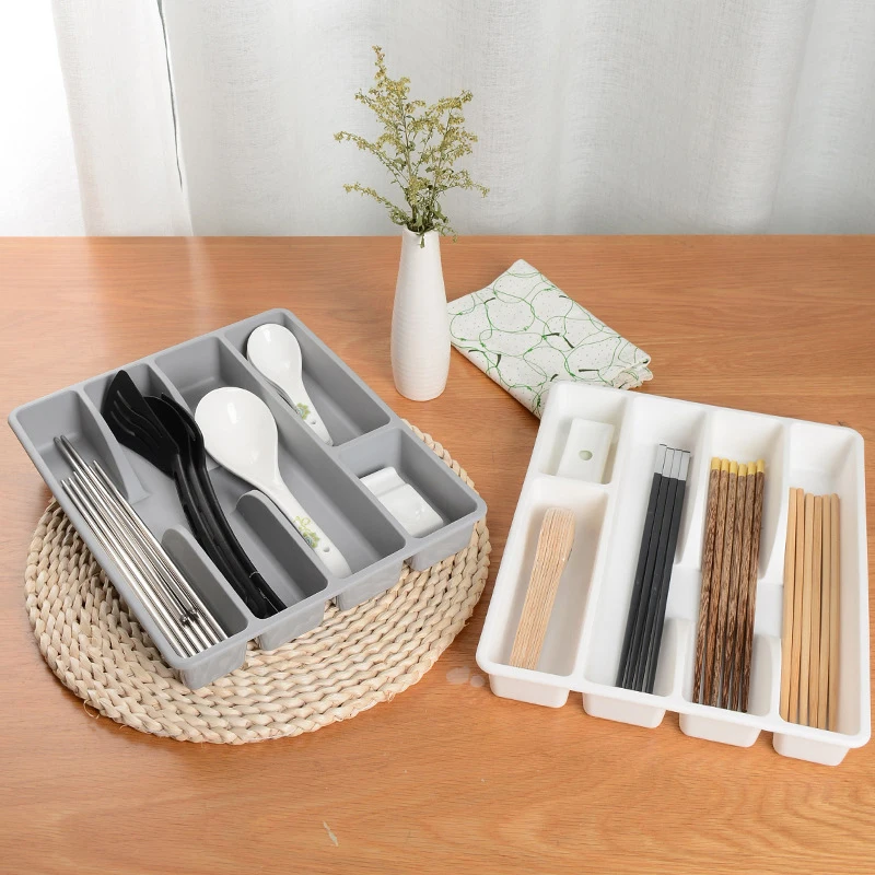1Pc Kitchen Drawer Cutlery Organizer Silverware Holder Utensil Divider Box Plastic Flatware Storage Tray Home Restaurant Supply
