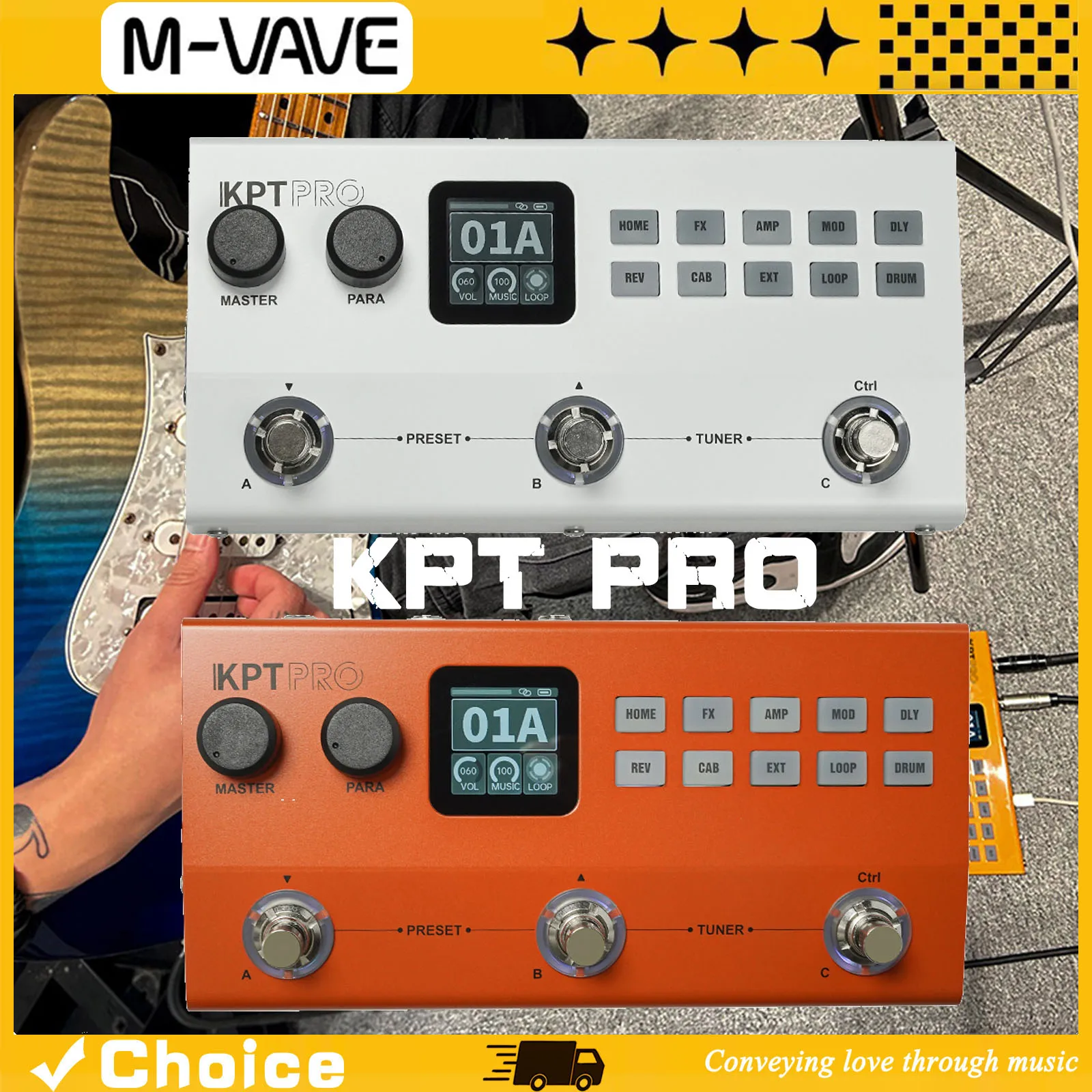 M-VAVE KPT PRO Guitar/Bass Integrated Effect Device Noise Reduction | Boost Excitation | Compression | Three Stage EQ