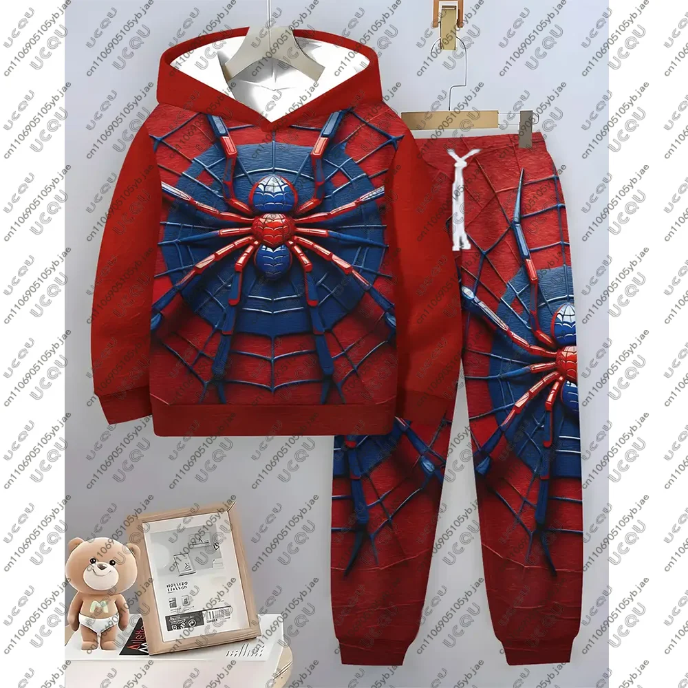 

Men Boys Girls M-Marvel Casual Tee Gift T Shirt Set Halloween Pants Hoodie Sweatshirt Spider Hero Set Spider-man Autumn Winter