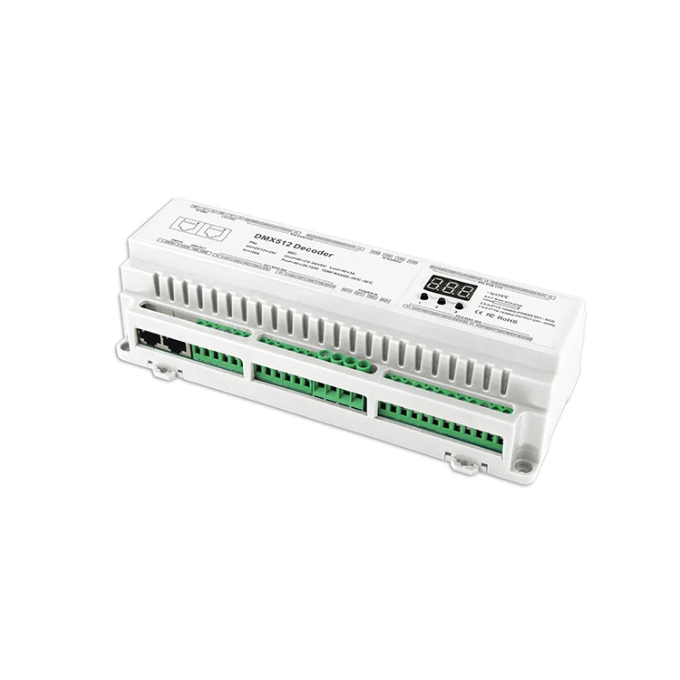 

BC-640-DIN 40CH DC12V-24V 5050 rgbw управление рождественскими огнями 8 bit16 bDIN Rail high Power DMX512 декодер постоянного напряжения