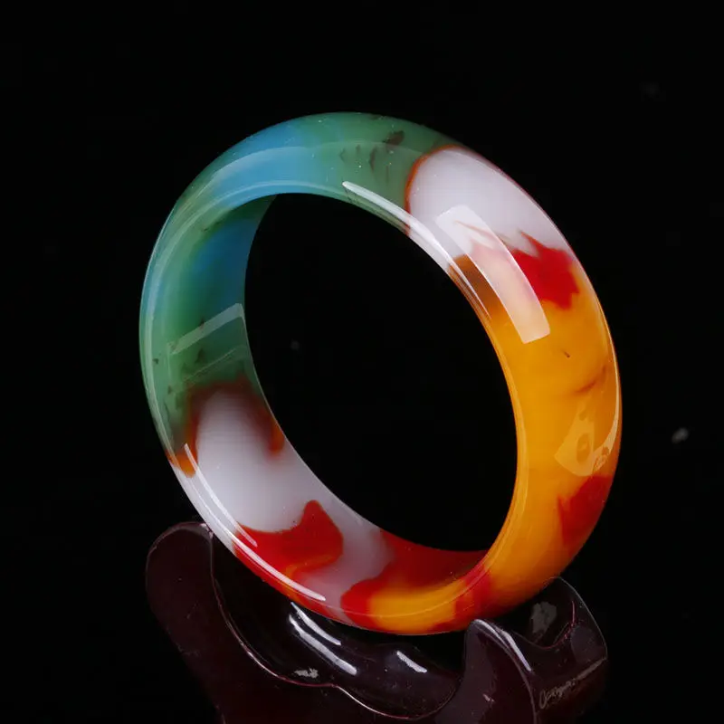 

Hetian color bracelet, colorful jade jade bracelet, women's bracelet, colored jade thin strip bracelet.