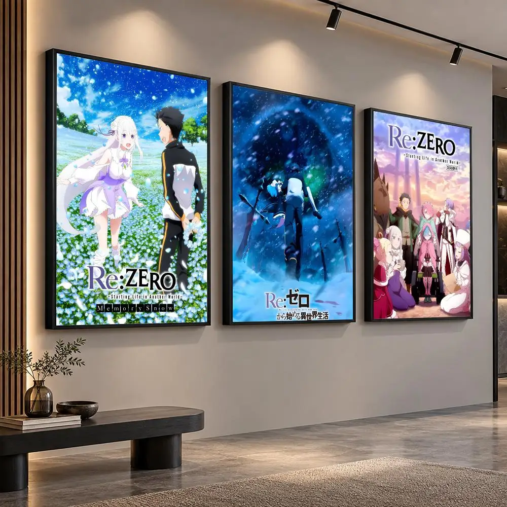Lovely girl Anime R-Re Zero Poster Home Living Bed Room Bar Hallway Sticky Wall Printing Waterproof Aesthetic Decor