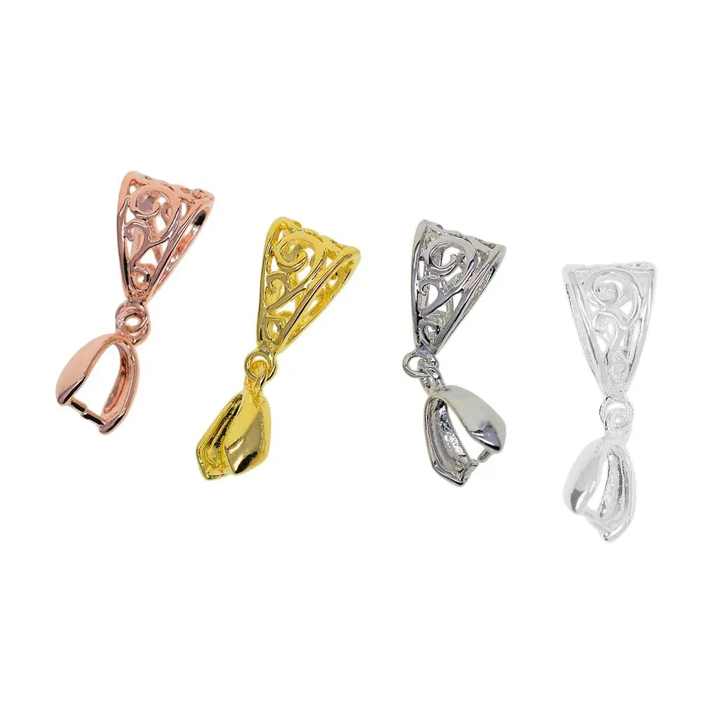 Pinch Bails Finding Pinch Clip Filigree Connector Copper Jewelry Supplies for Bracelet Beads and Pendant DIY