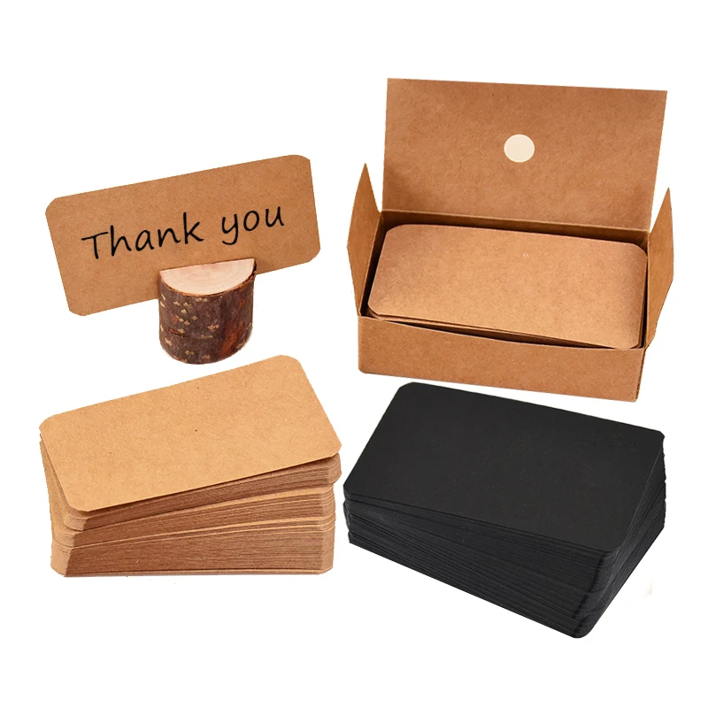 100pcs/box Kraft Paper Cards White Cardboard Tags Blank BusinessTag DIY Writing Greeting Invitation Card Wedding Decor Supplies