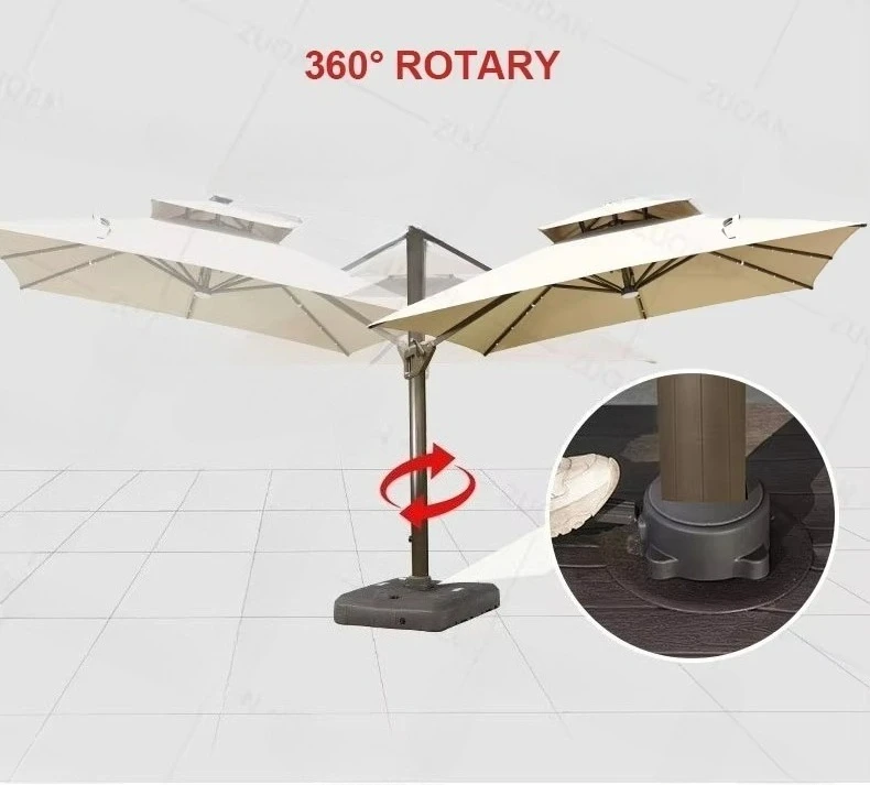 

Heavy Duty Outdoor Garden Parasol Manual Lift Solar Garden Market Umbrella Light Emitting Diode Light