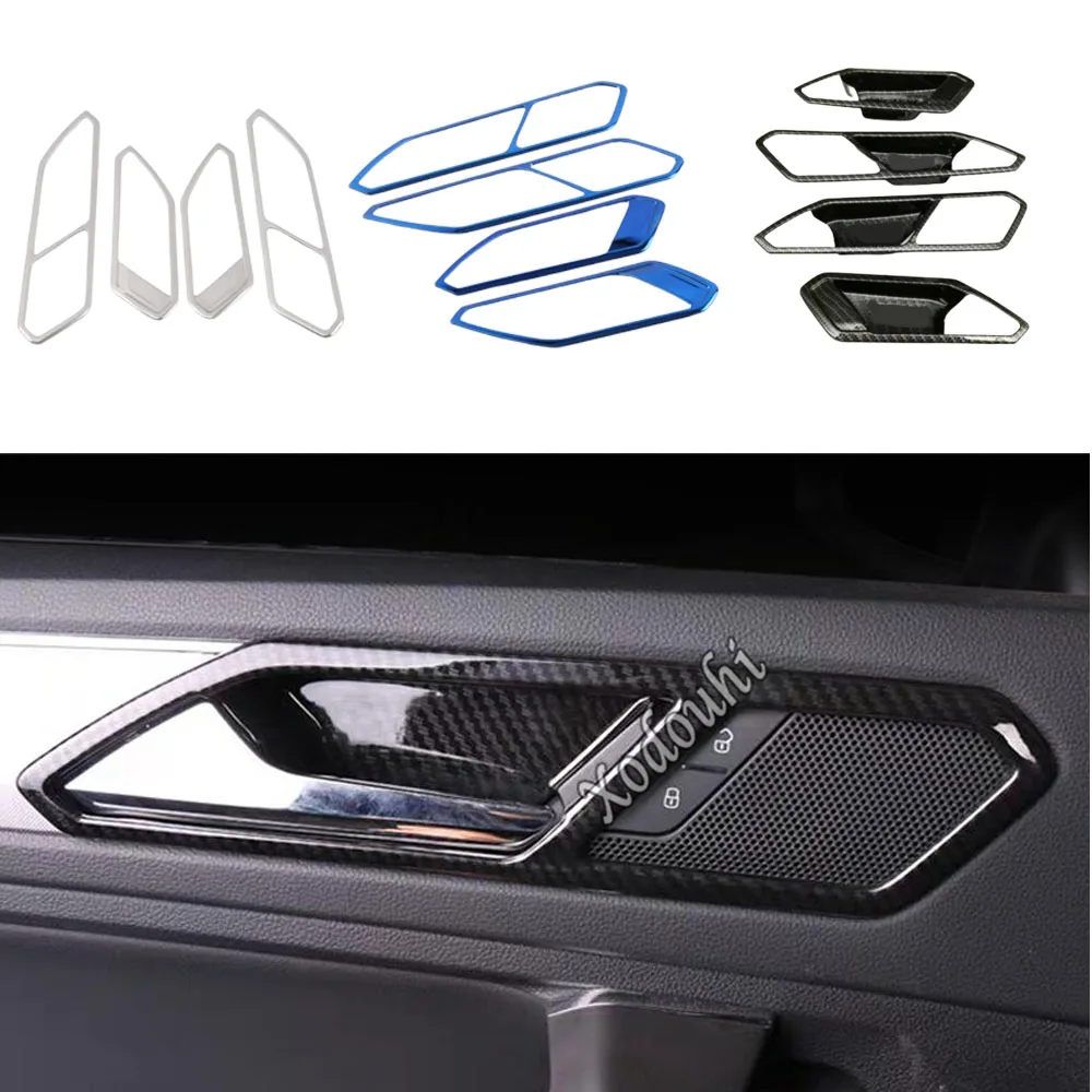 

Inner Door Handle Bowl Covers For Volkswagen VW Tiguan L 2022 2023 2024 ABS/Stainless Steel Armrest Accessories Stickers 4Pcs