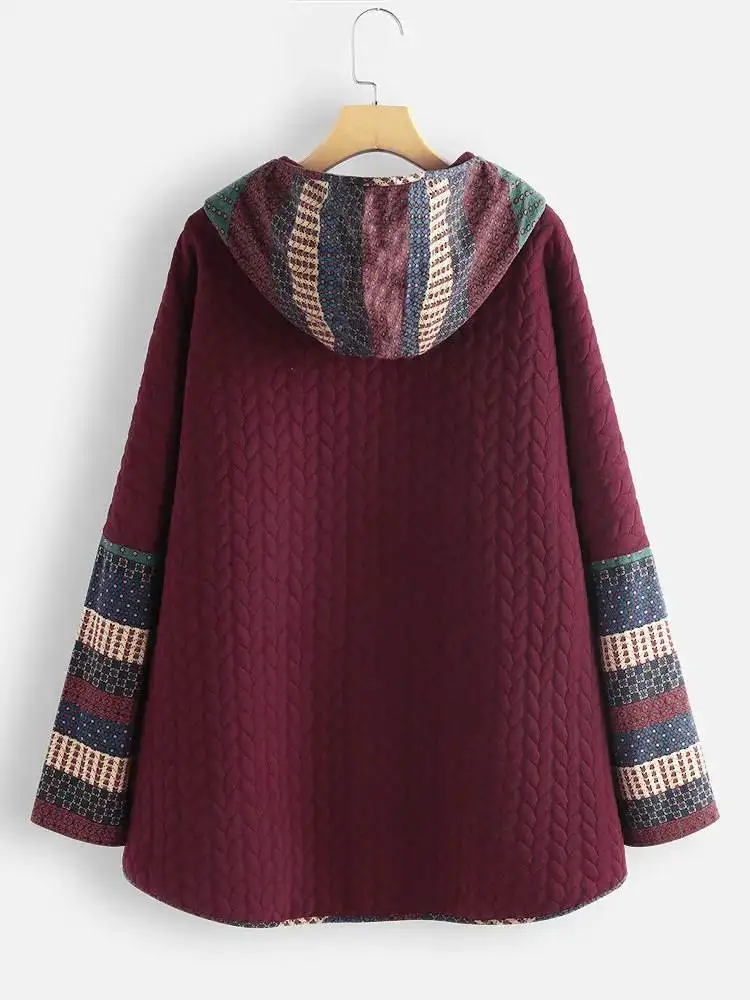 

Vintage Large Size Hooded Coat for Women Casual Winter Jaet 5XL Comfortable Cotton Outerwear Sli Ladies' Coat