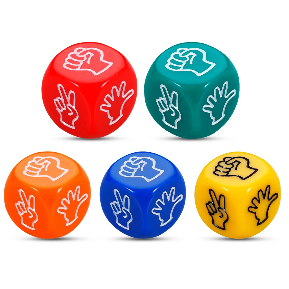 

2Pcs Finger Guessing Game Decision Dice 6 Sided 6 Colors Rock Paper Scissors Funny Game Dices for Adults Kids Family Party