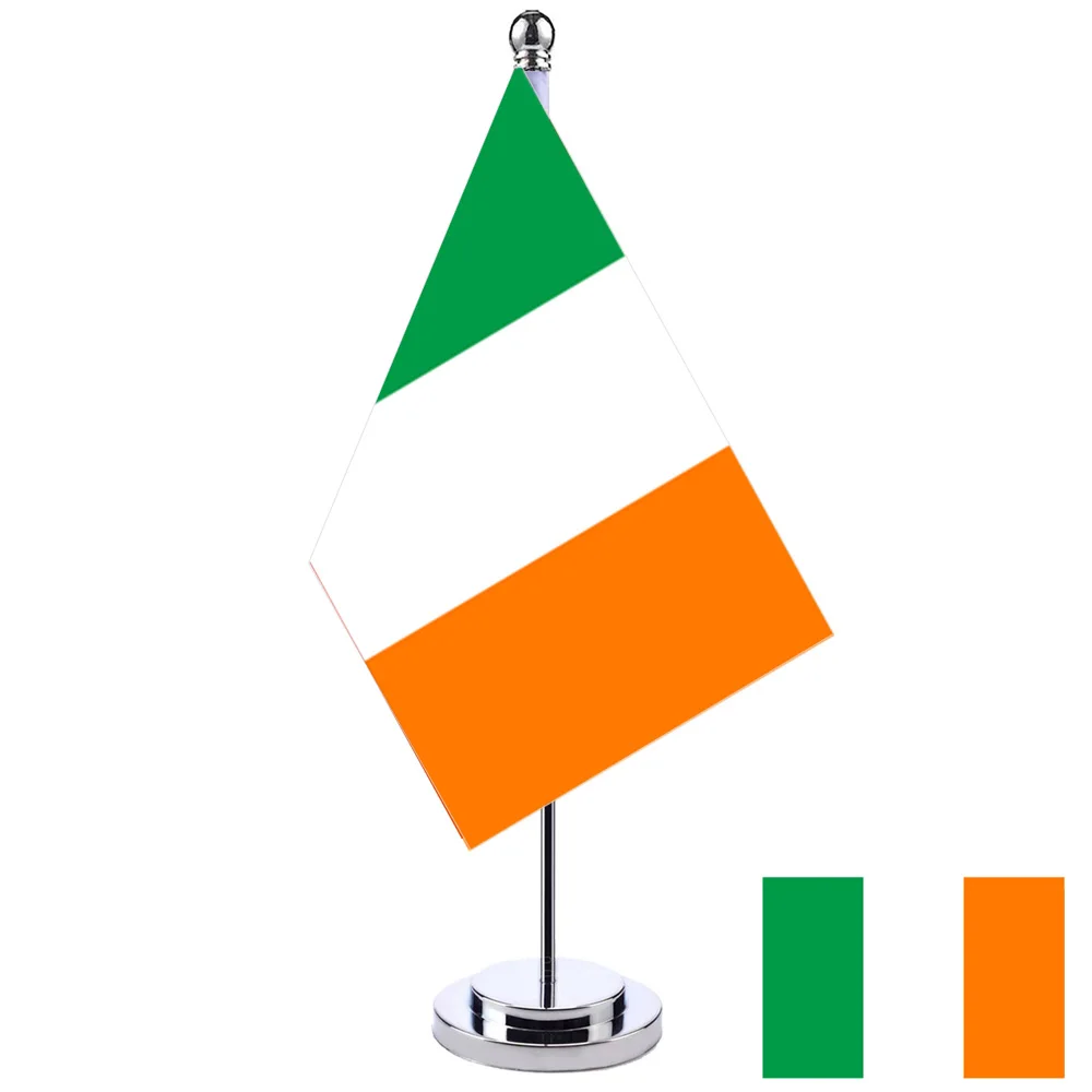 Xvggdg 14x21cm Office Desk Ireland Flag Green White Orange IRE IR IRISH Ireland National Country Flag Banner