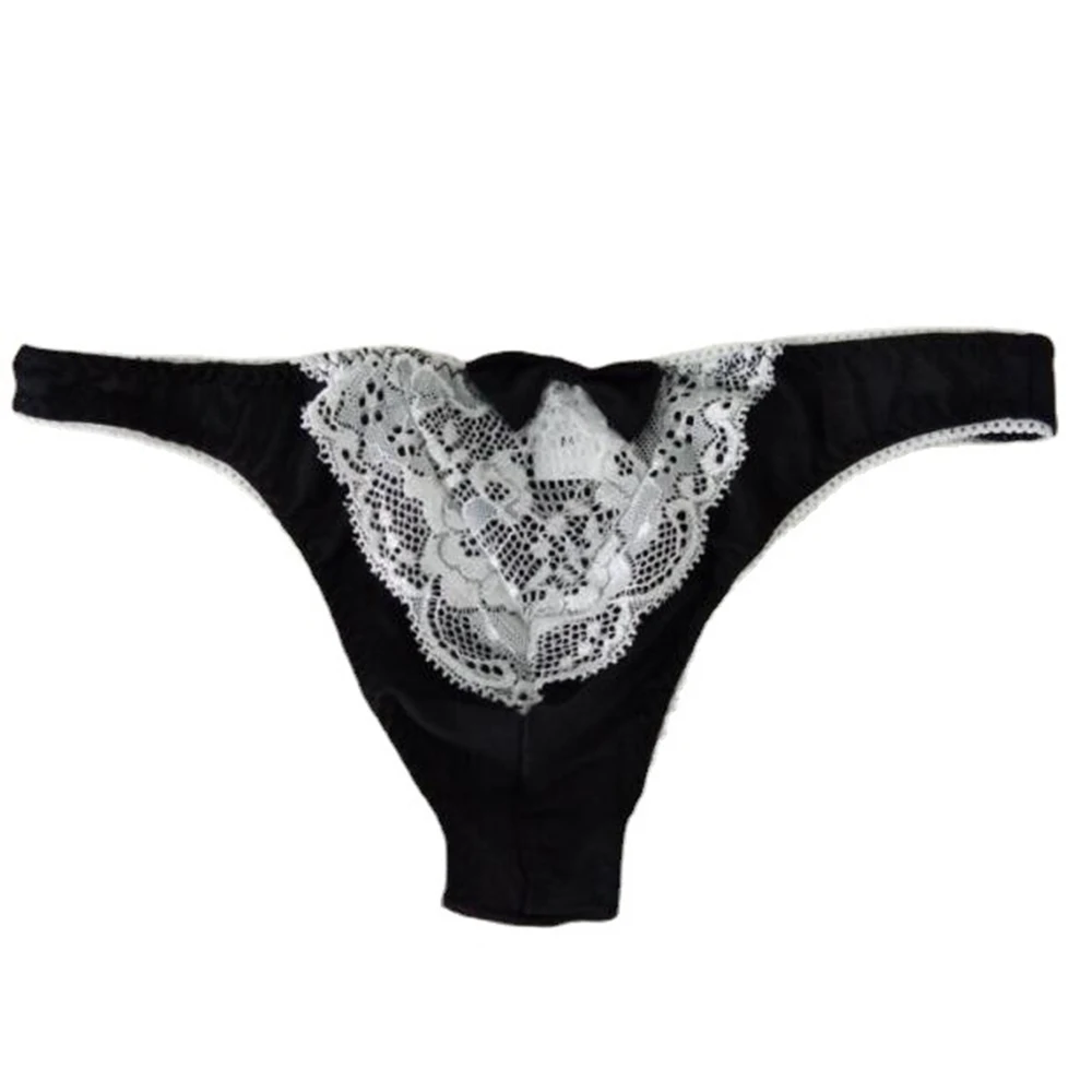 Men Lace G-string T-back Thongs Transparent Sexy Underwear Sissy Low-Rise Bikini Briefs Male Sexy Breathable Panties Underpants