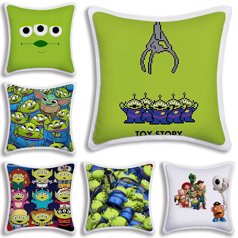 Toy S-Stories A-ALIENS Pillow Covers Cartoon Sofa Decorative Home Double-sided Printing Short Plush Cute Cushion Cover