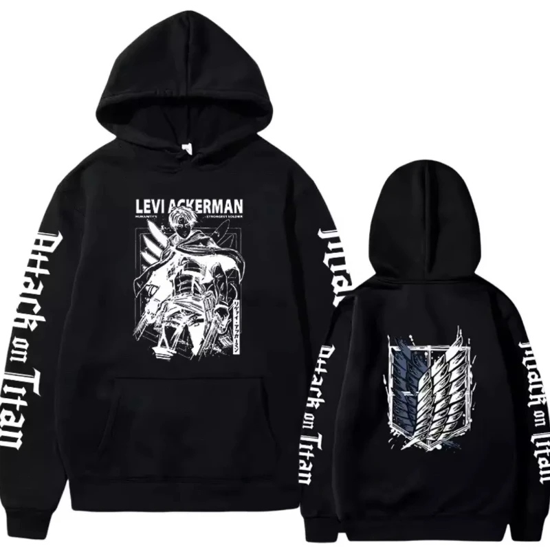 

New Attack Titan Levi Ackerman Hoodie Autumn and Winter New Streetwear Vintage Fashion Men's and Women's Hoodies