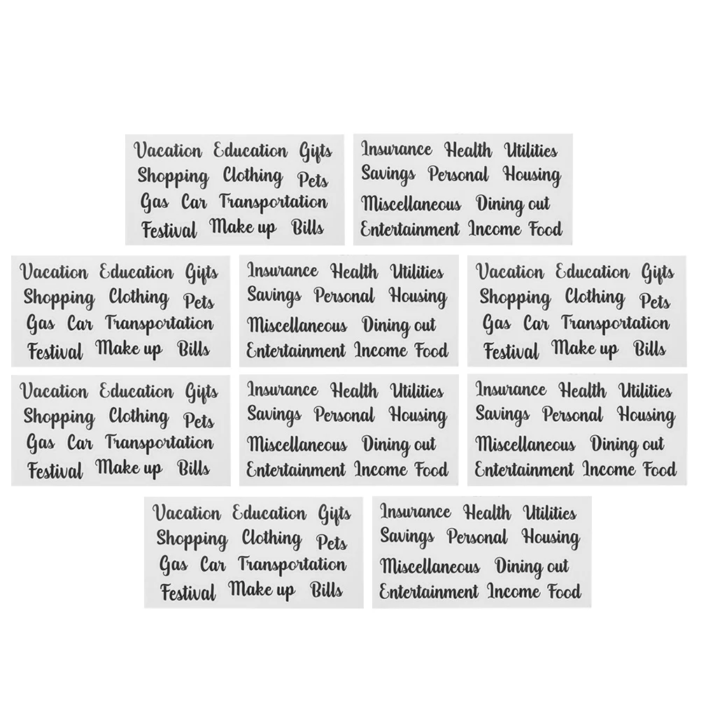 5Sets Budget Sticker PVC Material Multi-Function Portable Household Budget Label Cash Envelope Sticker