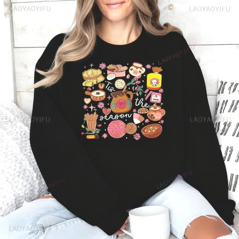 Mexican Christmas Hoodie Party Foods Pullover Christmas Snacks Sweatshirt Xmas Party Jumper Horse Year Xmas Hoodie Sports Wear