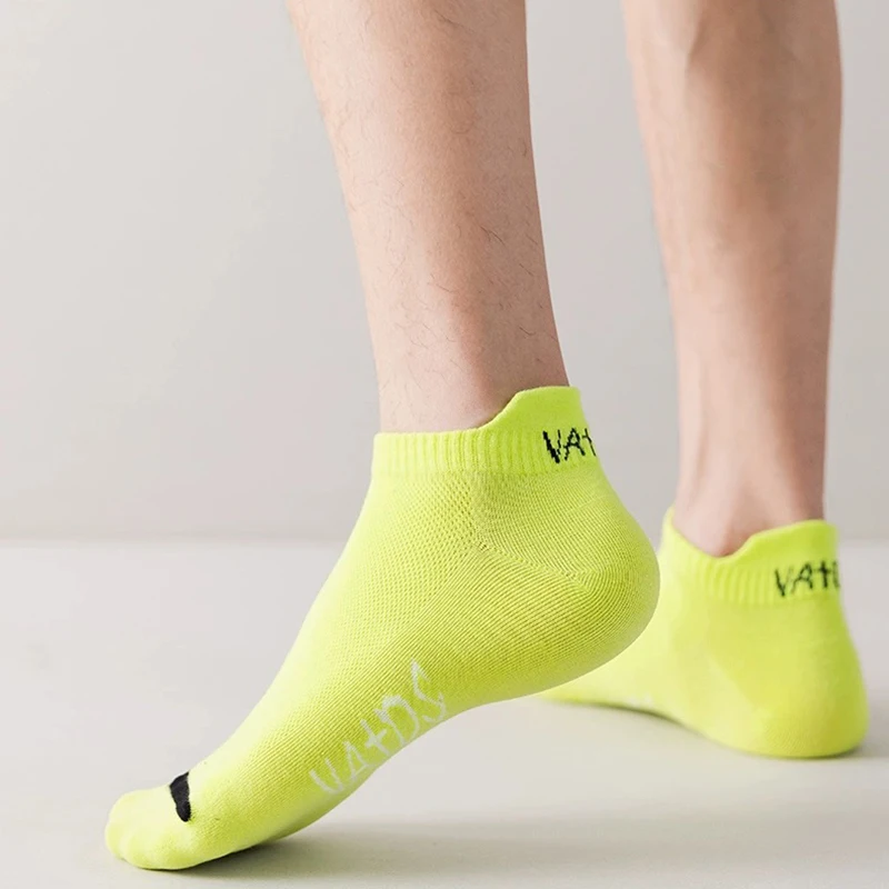 Brand 5 Pairs Bright Color Ankle No Show Socks Men Breathable Street Fashion Sport Deodorant Invisible Travel Running Socks