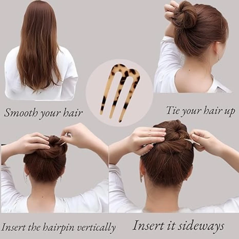 Französische Haarnadeln für Frauen, U-förmige Haargabeln, Vintage-Frisur-Accessoires, modische 3-Zinken-Haarstäbchen – Detail 7