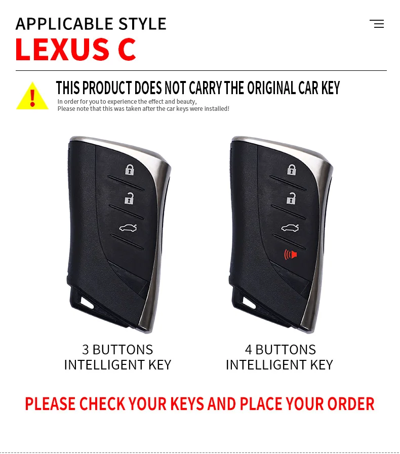 Zinc Alloy Remote Key Case Cover 3/4 Buttons For Lexus ES UX NX LC500 UX200 ES350 UX200 LS500 LS500H LC500h ES300h