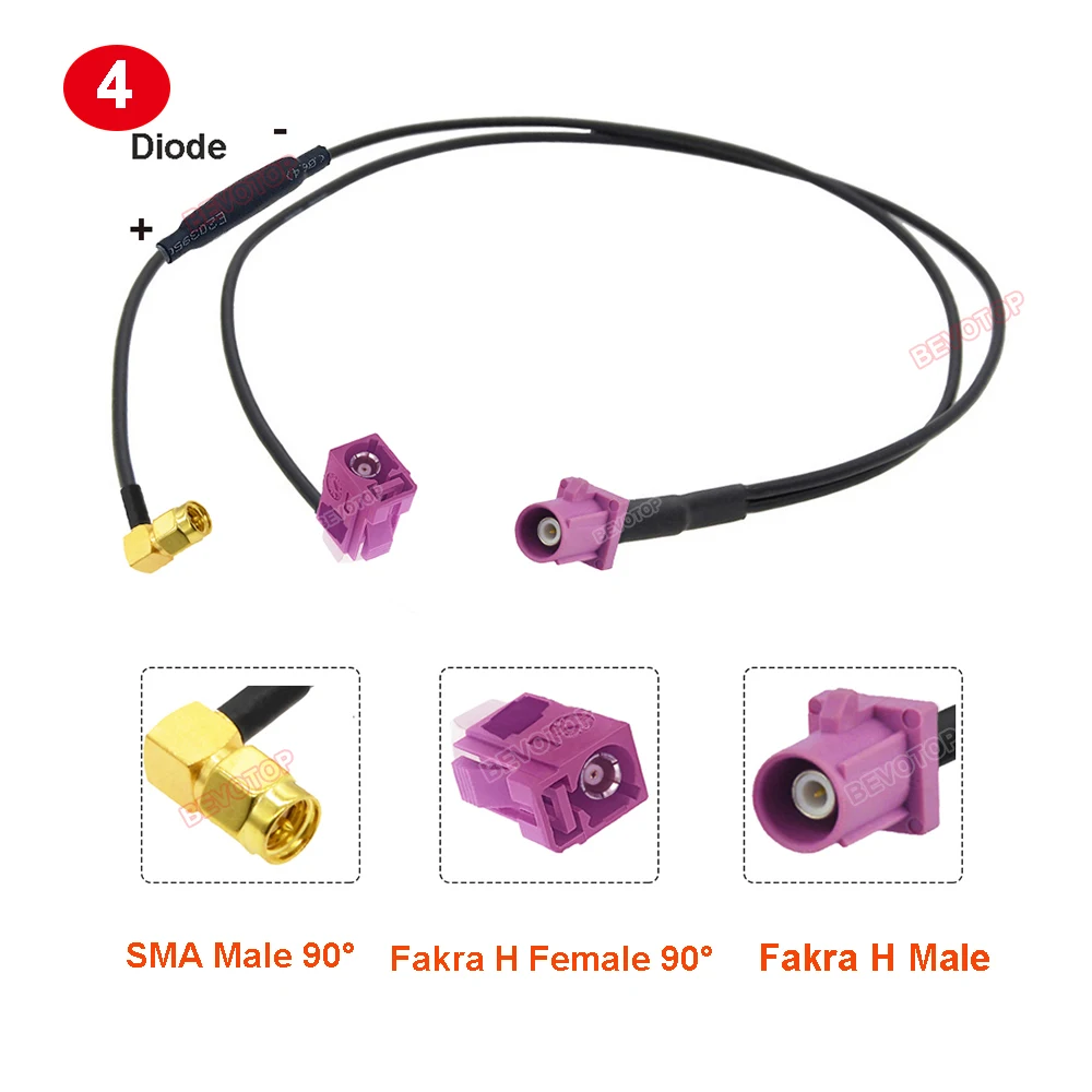 Y Type Fakra H Male to SMA Male /Fakra H Female 180° / 90° Fakra Splitter Cable RG174 Pigtail Car Wiring Harness Coaxial Jumper 5