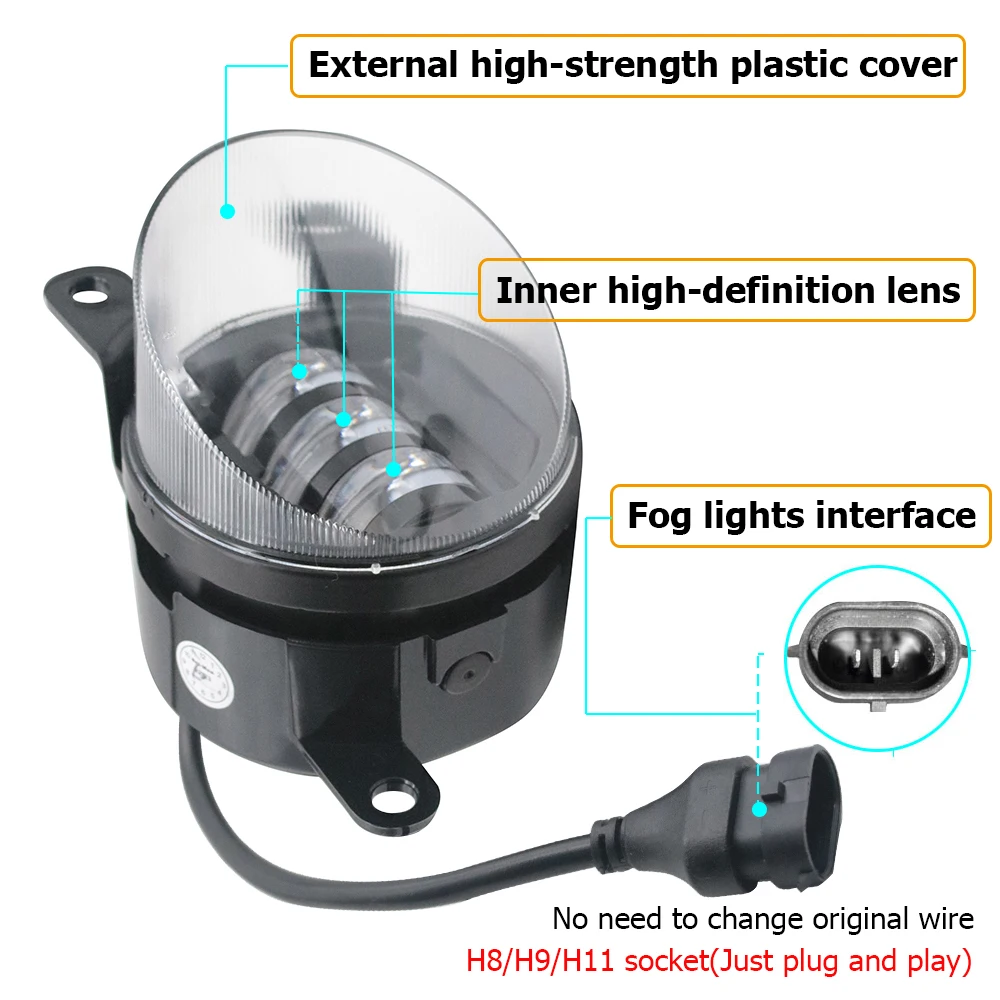 Led Fog Lamp Lens White Yellow for GWM Haval H2 Blue Logo 2015 2016 2017 2018 2019 Car Angel Eye Daytime Running Lights Driving
