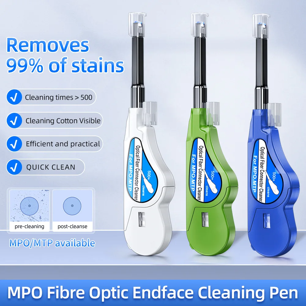 ZoeRax Caneta de limpeza de fibra óptica MPO Conector Limpador de fibra óptica Ferramentas de limpeza de conector Limpador de até 99% taxa de remoção de manchas