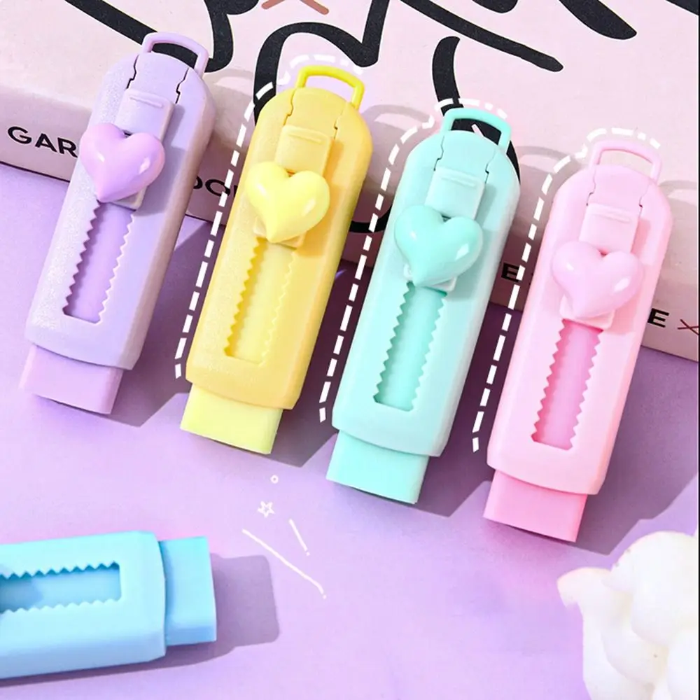 Useful Push Pull Erasers School Supplies Macaron Creative Pencil Eraser Stationary Cute Retractable Erasers Students