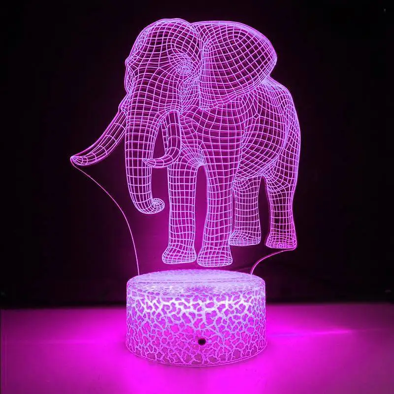 Nighdn Elephant Visual 3D Lamp Illusion Night Light Bedroom Desk Table Decor Chirstmas Birthday Gift for Baby Boys Kids Children