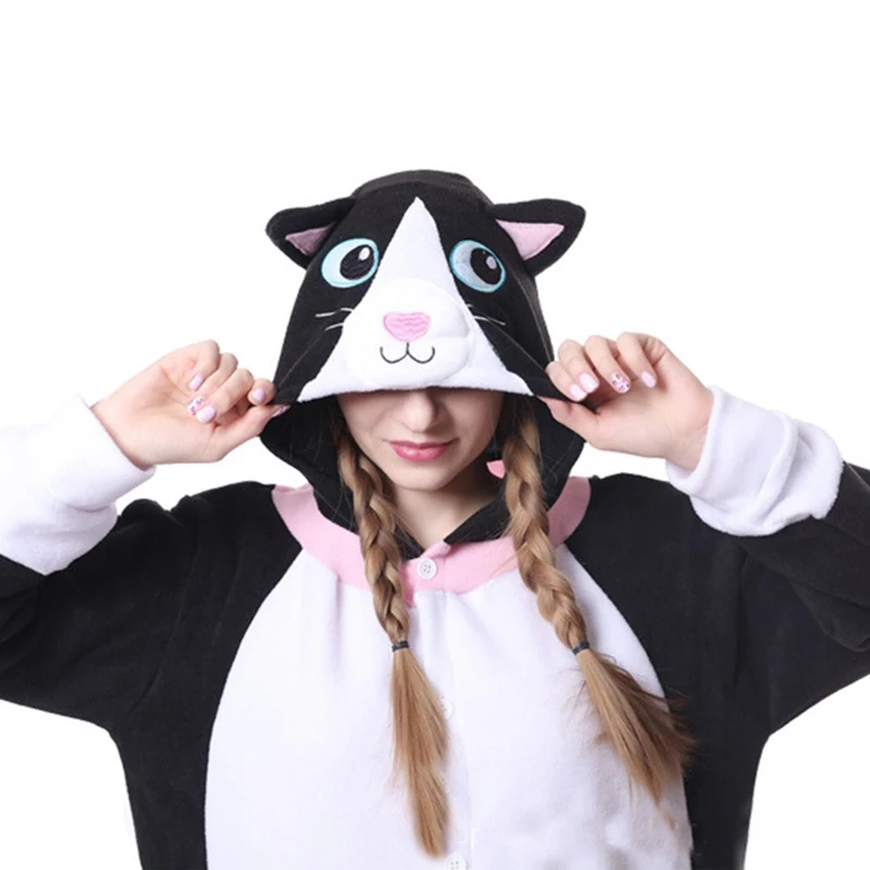 Katze Tier Simulation Kostüm Erwachsenen weiblichen Overall Pyjama warmen Flanell Home Wear Damen bekleidung mehrere Farben zur Verfügung
