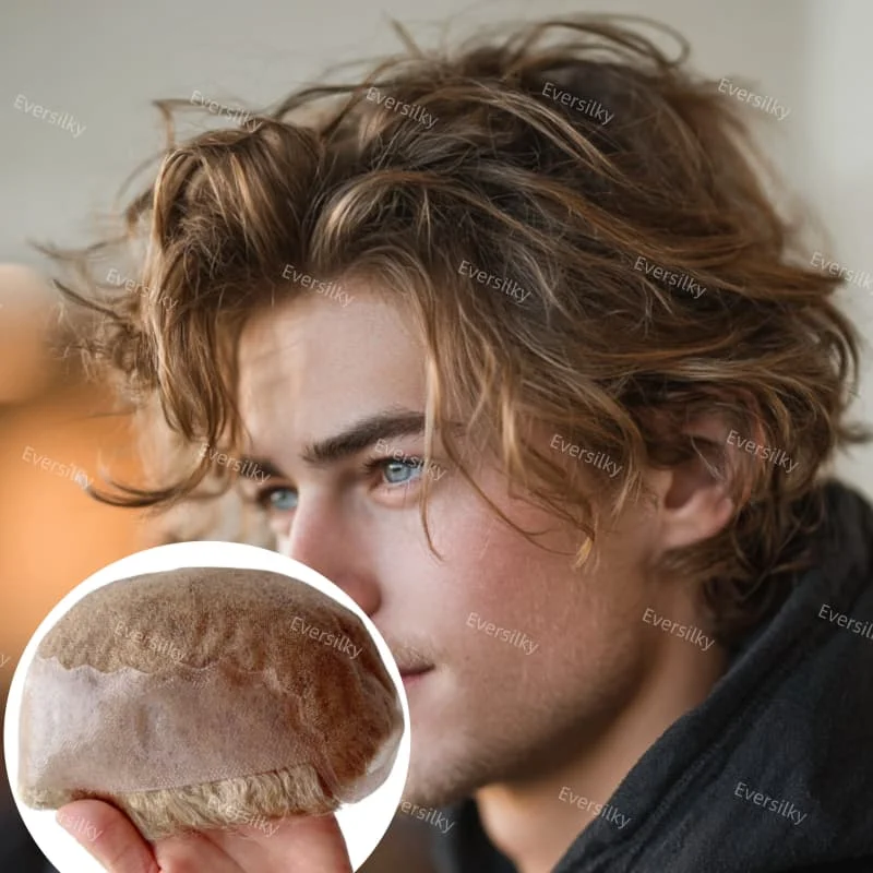 غير مرئية الدانتيل السويسري وPU شعر مستعار الذكور # 22R # 20 # 1B40 # 1B50 شعر بشري أشقر بني أسود رمادي للرجال نظام شعر طبيعي للرجال #4