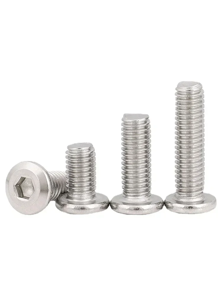 10pcs M6 304 Stainless Steel Chamfered Inner Hexagonal Furniture Oblique Large Flat Head Screws Round Head Bolts 6-30mm
