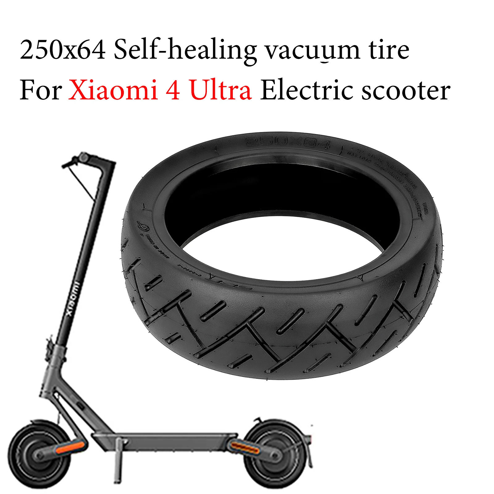 10 Inch 250x64 Vacuum Self-repairing Tyre For Xiaomi Electric Scooter 4 Ultra Tubeless Rubber Tyre Built-in Self-repair Goo Glue