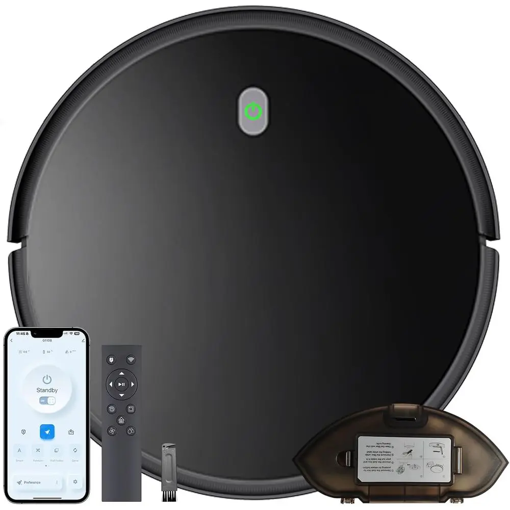 

Робот-пылесос 2-в-1, сила всасывания 3500 Па, до 120 минут работы, ультратонкий, бесшумный, управление через приложение и пульт ДУ, идеально подходит для твердых полов, сухая уборка