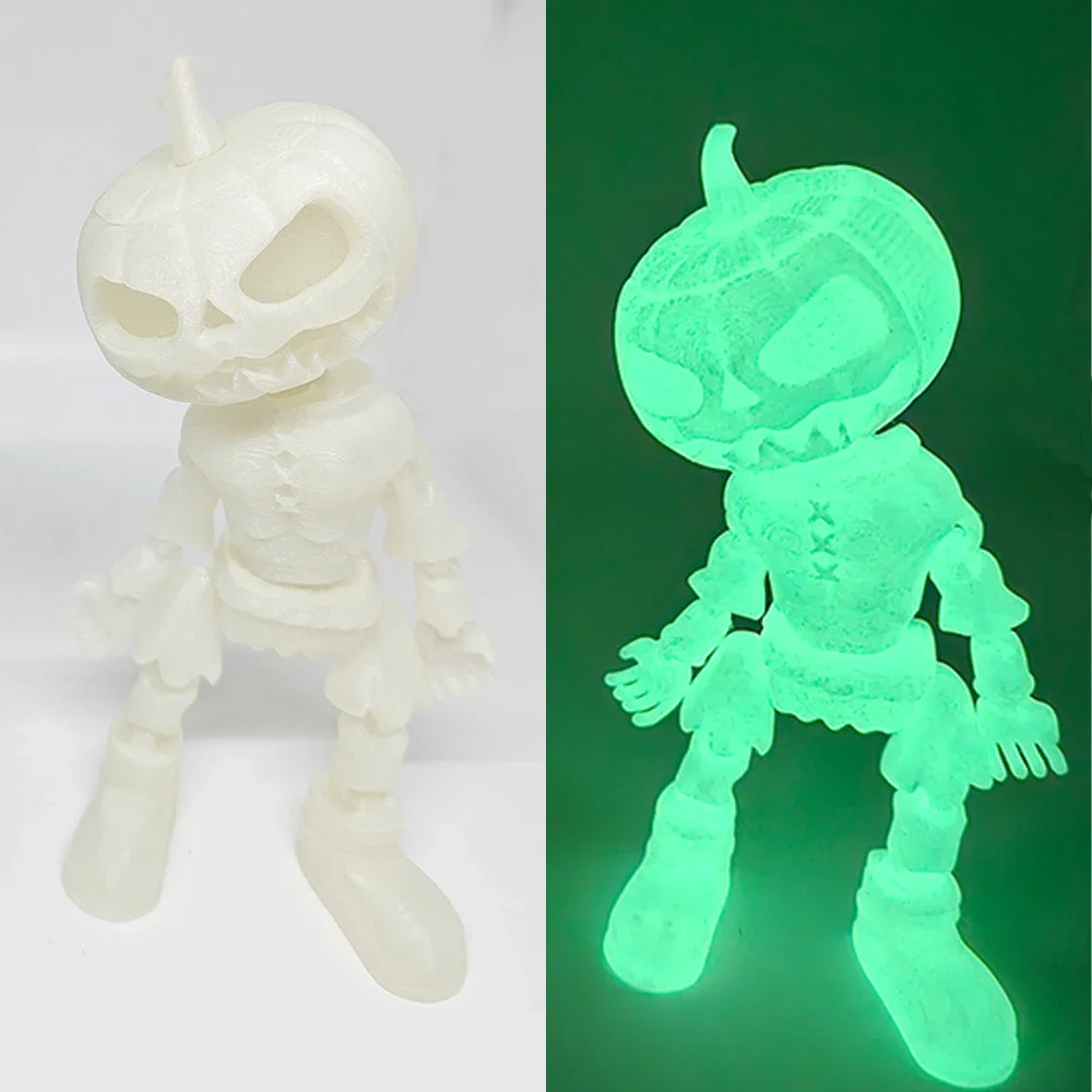 Glow-In-The-Dark 3D Printed Skeleton Pumpkin - Articulated 2024 Halloween Decor & Gift Set For Teens And Adults Holiday Party