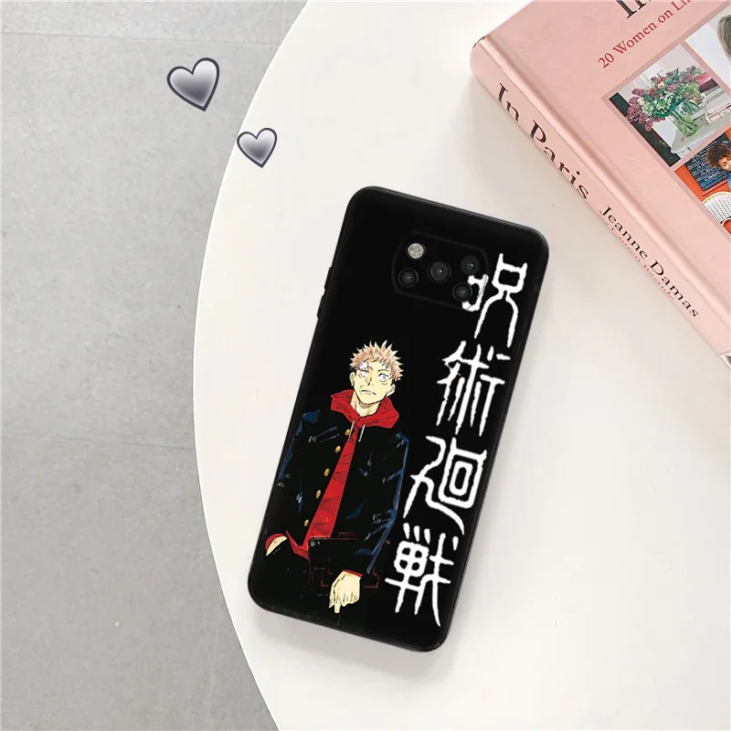 Black Matte Jujutsu Kaisen Itadori Yuji Anti-Drop Phone Case For Xiaomi Poco C51 C50 C40 M5 M5S M4 M3 X5 X4 X3Pro F5 F4 F3 Cover