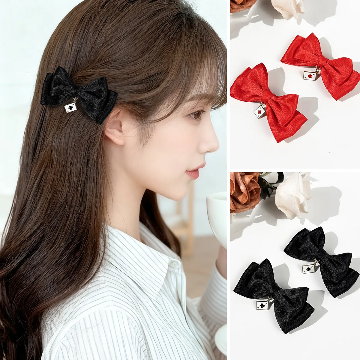 

40 шт./лот, 3,35 дюйма, двухслойная лента с бантом, заколки для волос, милые заколки для волос, детские головные уборы для девочек