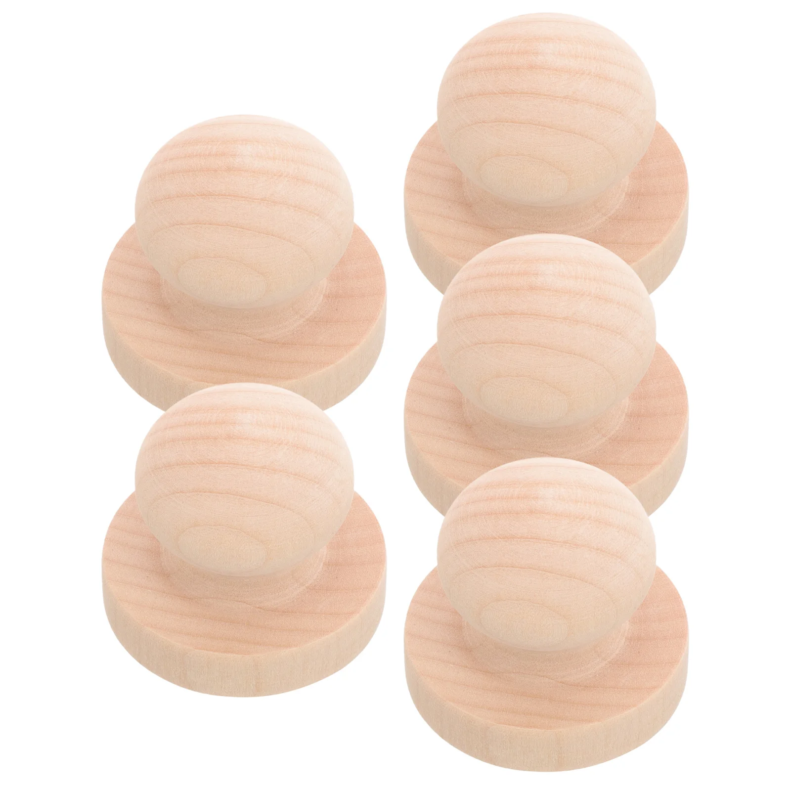 

5Pcs 5Cm Handmade Wooden Seal Stamp Round Handle for DIY Crafts Scrapbooking Journaling Envelope Decoration Wooden Stamps