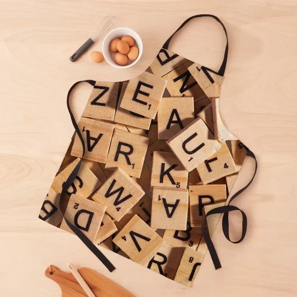 

Wooden Letter Tiles Apron chefs Kitchen Women For Man christmas decoration Apron
