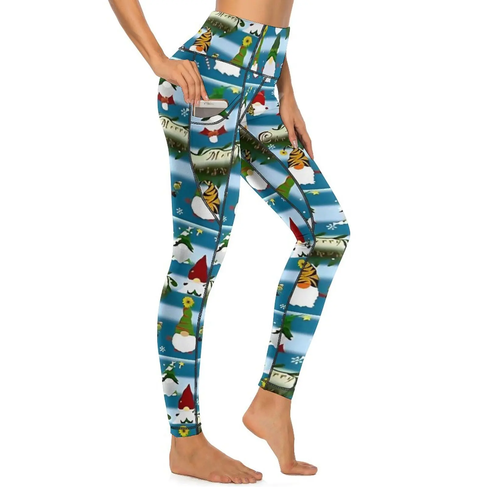 Feliz Navidad Santa lindo Gnomo pantalones de Yoga mallas gráficas sexis mallas para correr de cintura alta mujeres dulces medias deportivas elásticas