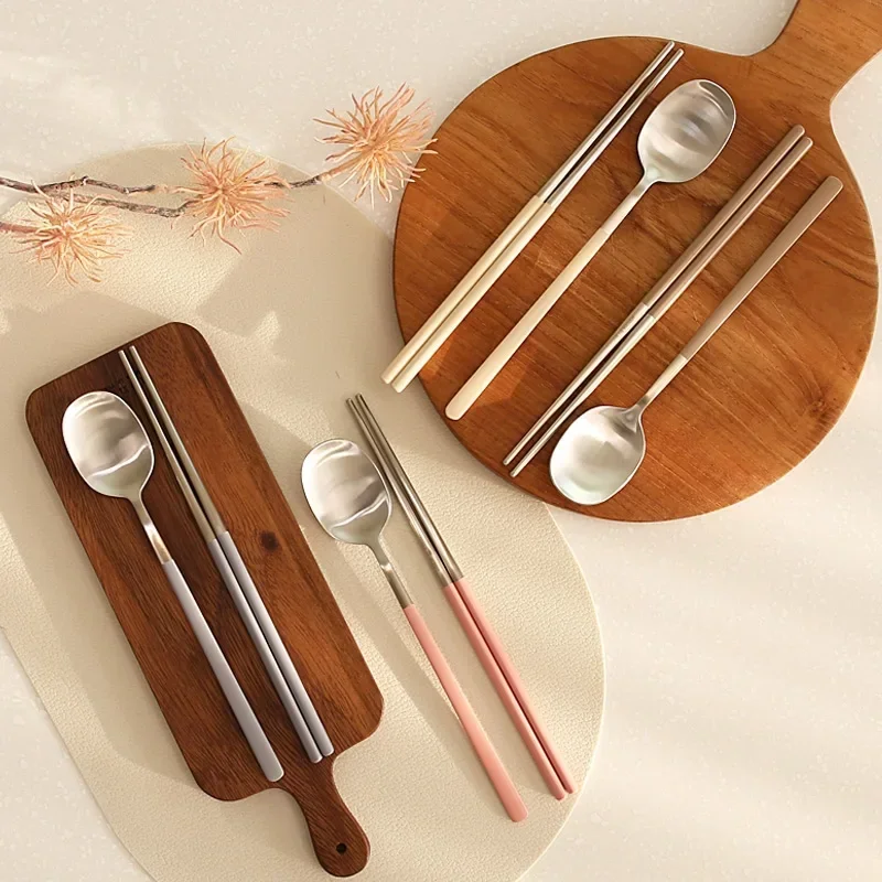 304 stainless steel portable tableware set chopsticks spoon outdoor Korean single tableware