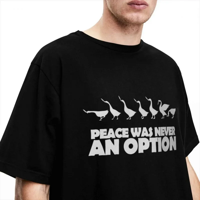 Streetwear T Shirt Funny Geese Cotton T-Shirts Peace Was Never An Option Hippie Tshirt for Men Summer Y2K Casual Casual Tees