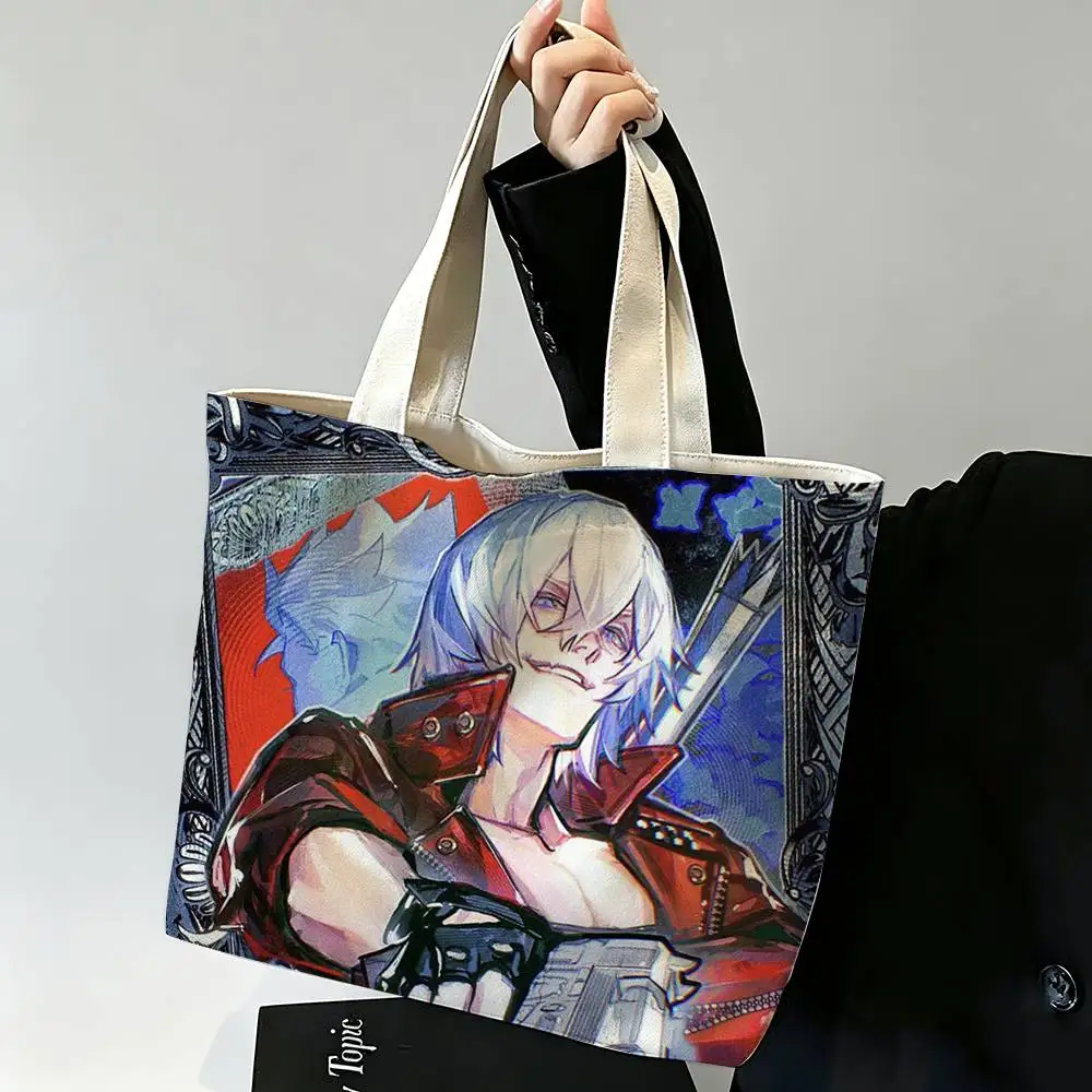 COOL D-Devil M-May Cry Printed Canvas Tote Bag Shoulder Bag Commuter Mommy Shopping Bag