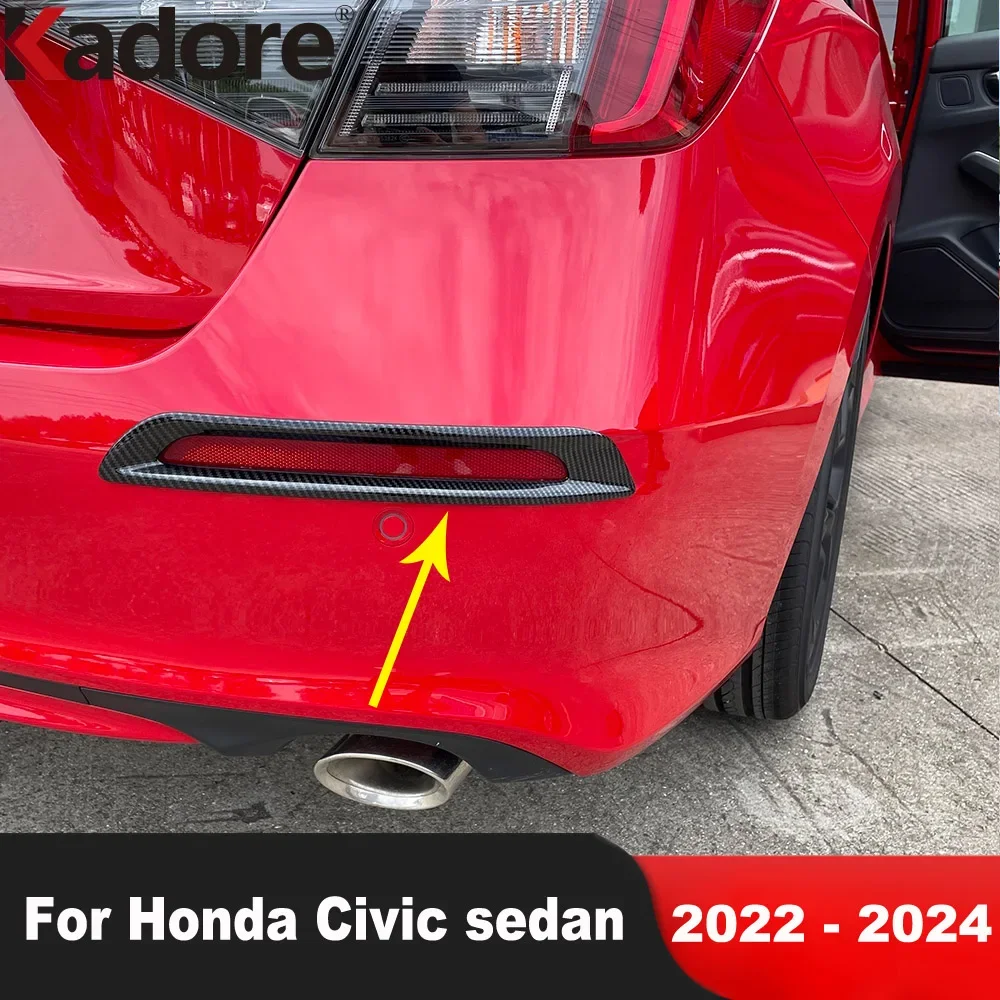 

Car Accessories For Honda Civic Sedan 2022 2023 2024 Carbon Fiber Rear Bumper Fog Light Lamp Cover Trim Tail Foglight Bezel Trim