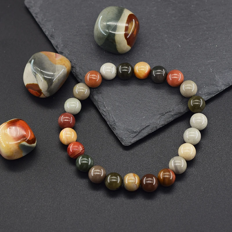 Original Reiki American Picture Bead Bracelet Men Women Natural Stone Blood Circulation Stimulate Enthusiasm Health Care Jewelry